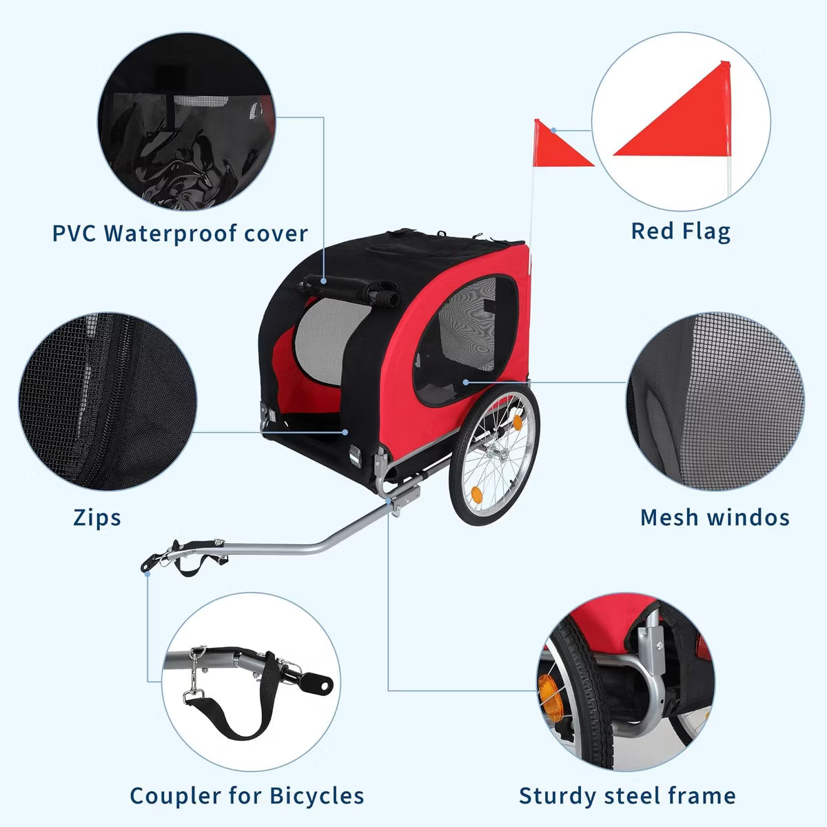 Dog Bike Trailer for Medium & Large Dogs - 2 in 1 Convertible Jogger Stroller with Universal Hitch