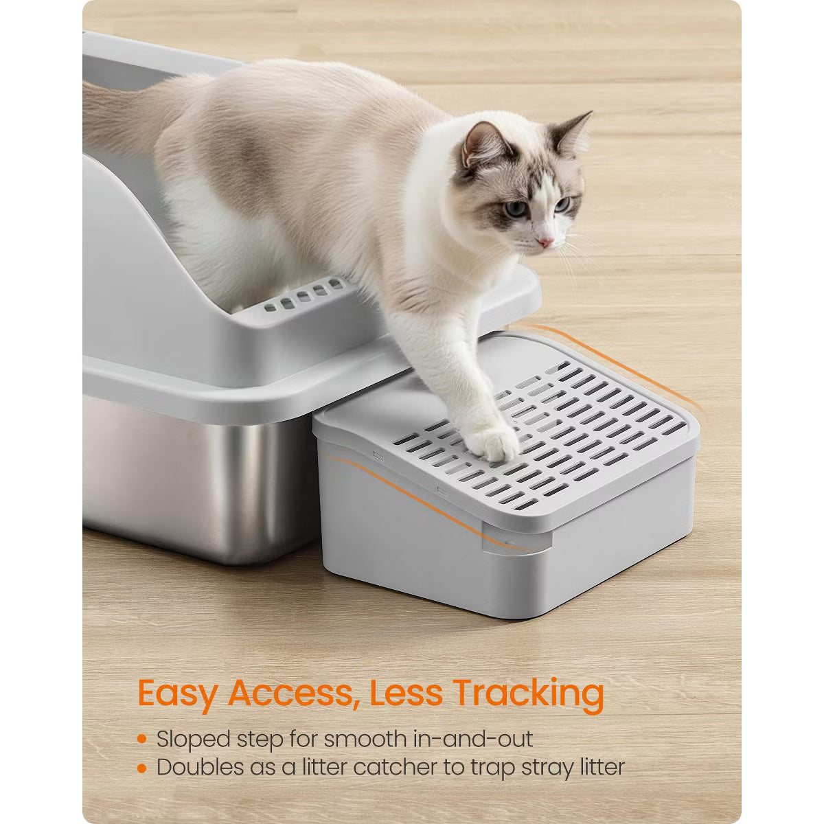 Stainless Steel Cat Litter Box with Open Top,