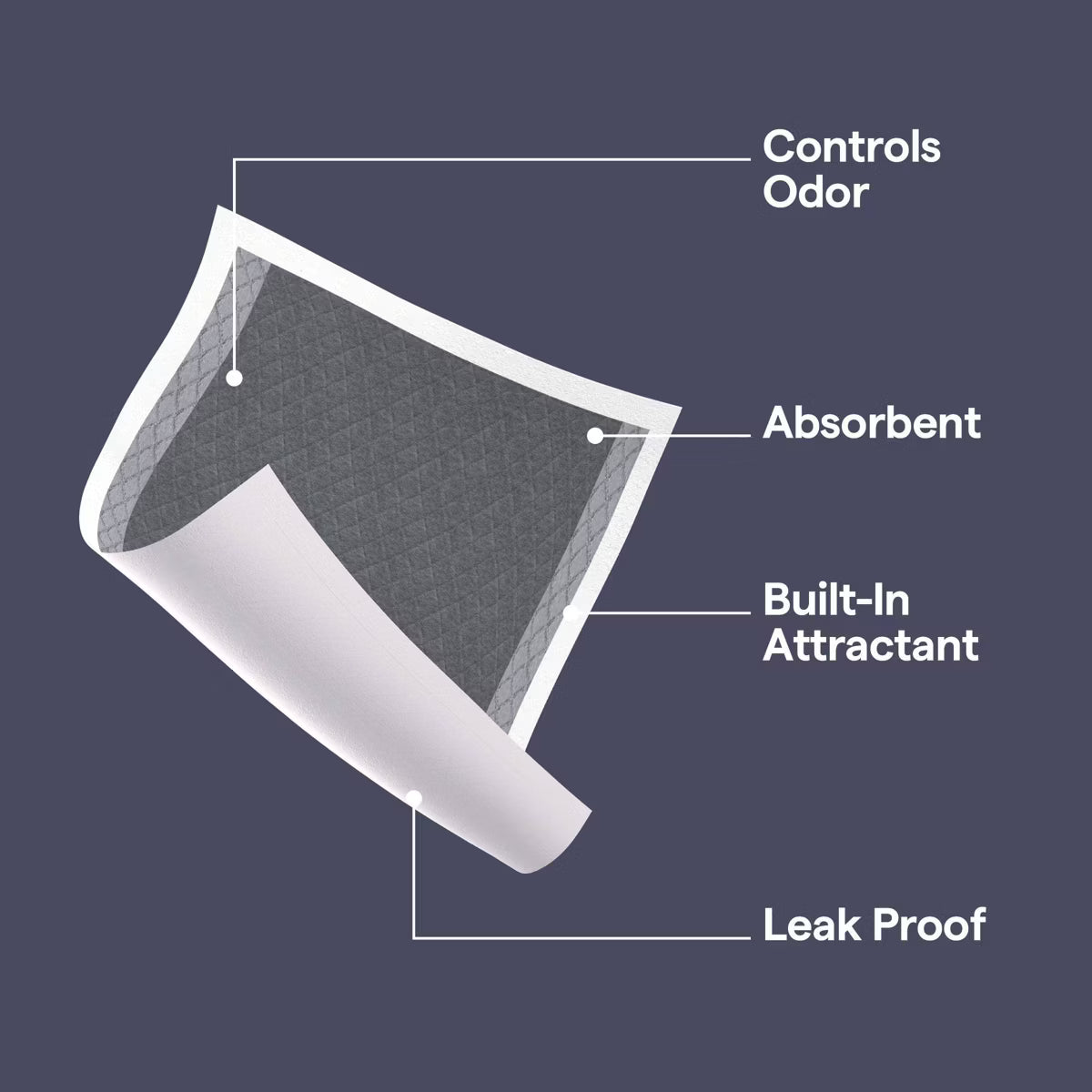 Dog Unscented Activated Charcoal Training Pads - L - 50ct