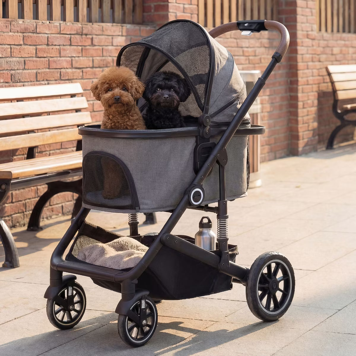 3-in-1 Folding Pet Stroller for Small to Medium Dogs and Cats up to 50 lbs with Storage Basket