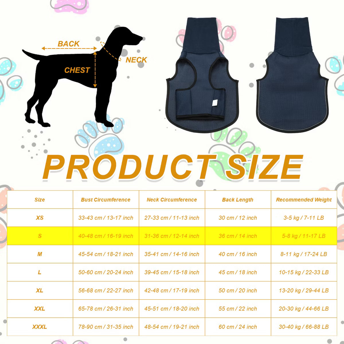 Breathable Adjustable Dog Anxiety Calming Hoodie for Thunder Fireworks Separation Dark Blue S