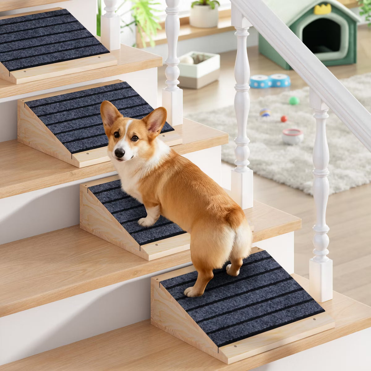 Wooden Dog Stairs with Nonslip Surface