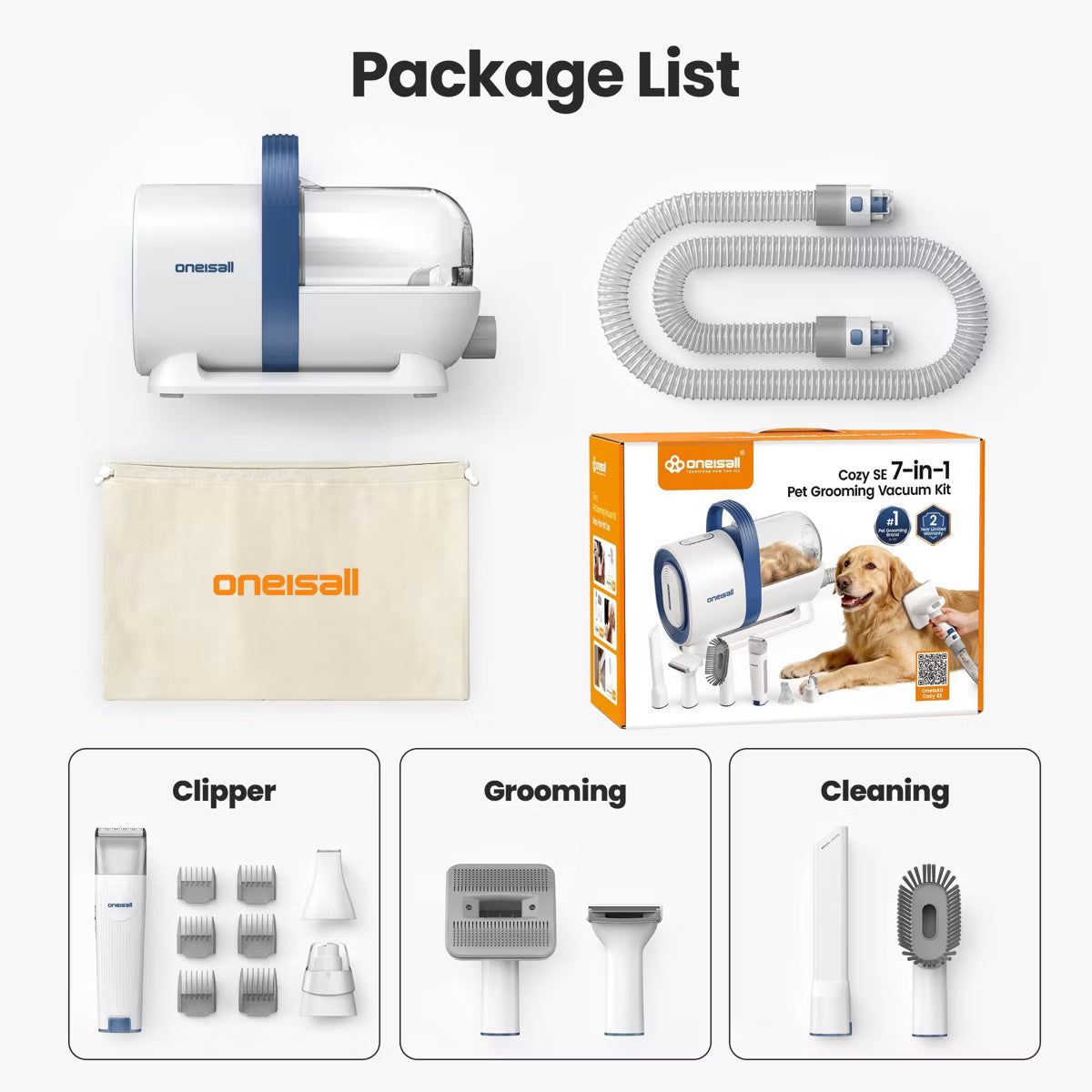 Cozy SE 7-in-1 Pet Grooming Vacuum Kit