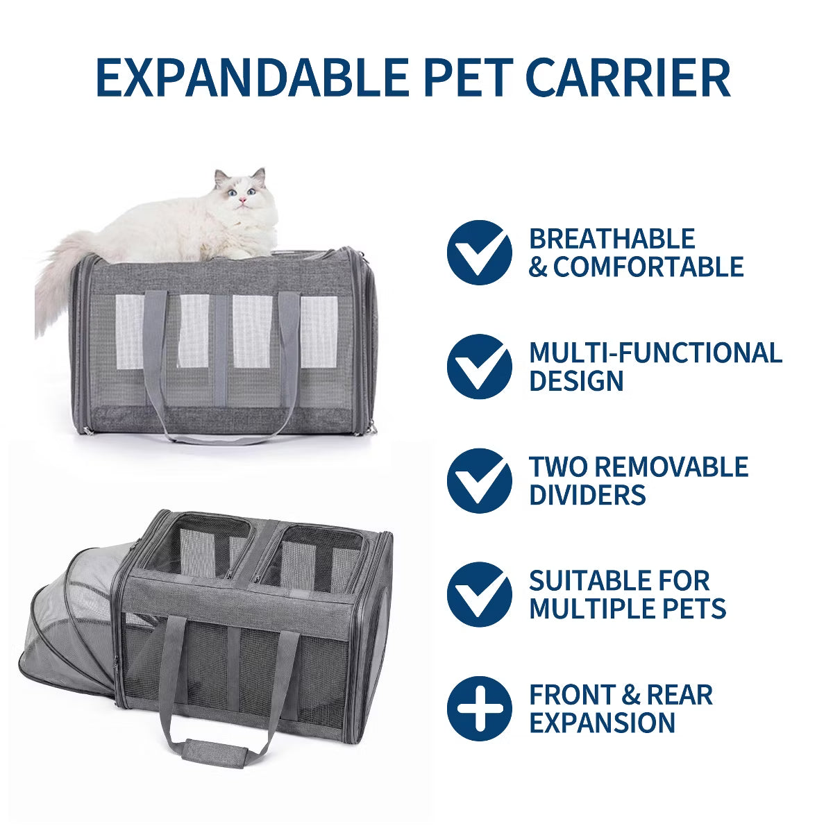 Large Double Cat Carrier Backpack for 2 Cats