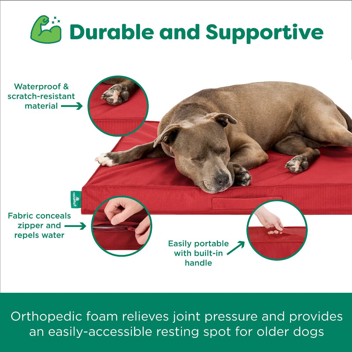Jumbo Orthopedic Dog Bed – Indoor/Outdoor Water-Resistant Mattress Pet Bed