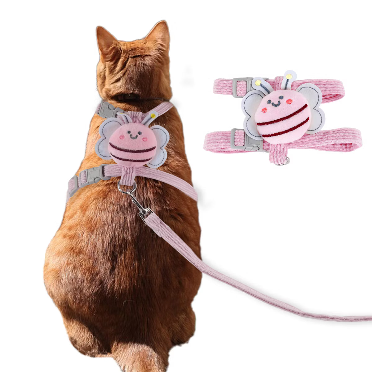 Cat Harness and Leash Set Pink S