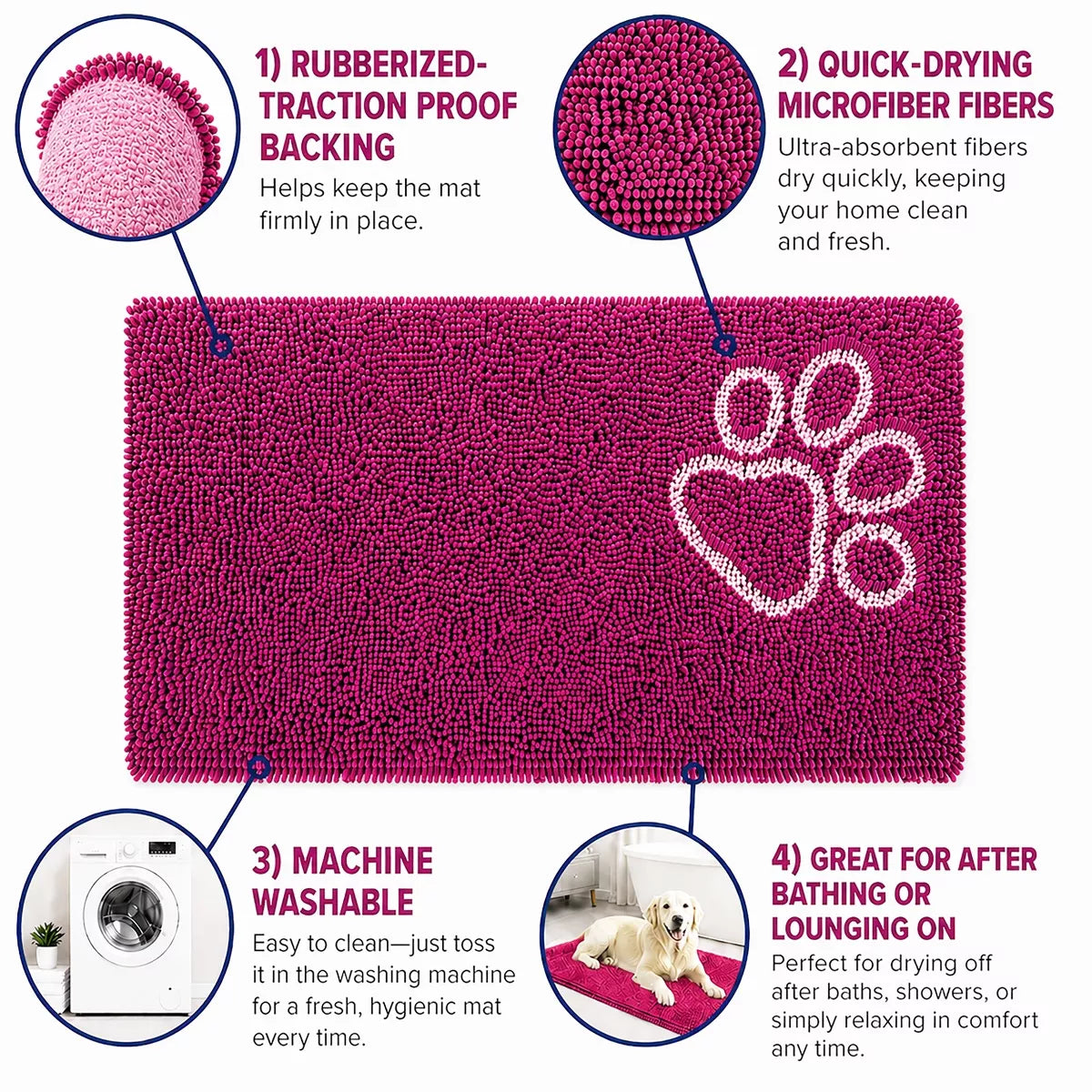 -Drying Microfiber Anti-Skid and Machine Washable Dog Mat Pet Bed - 2 P