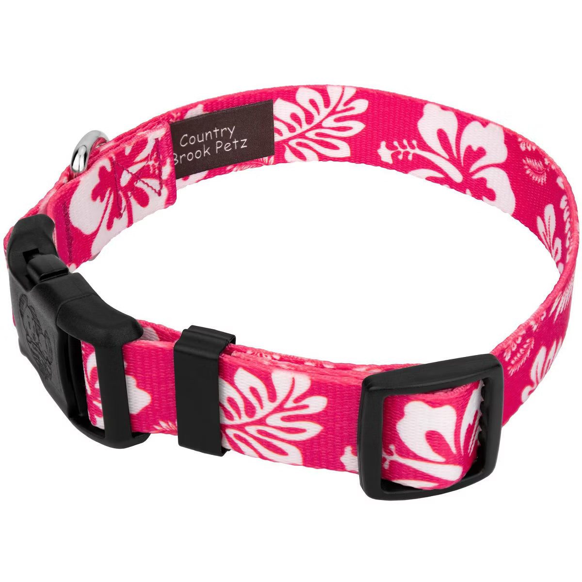 Pink Hawaiian Everyday Dog Collar Made in The U.S.A. (1 Inch, Medium