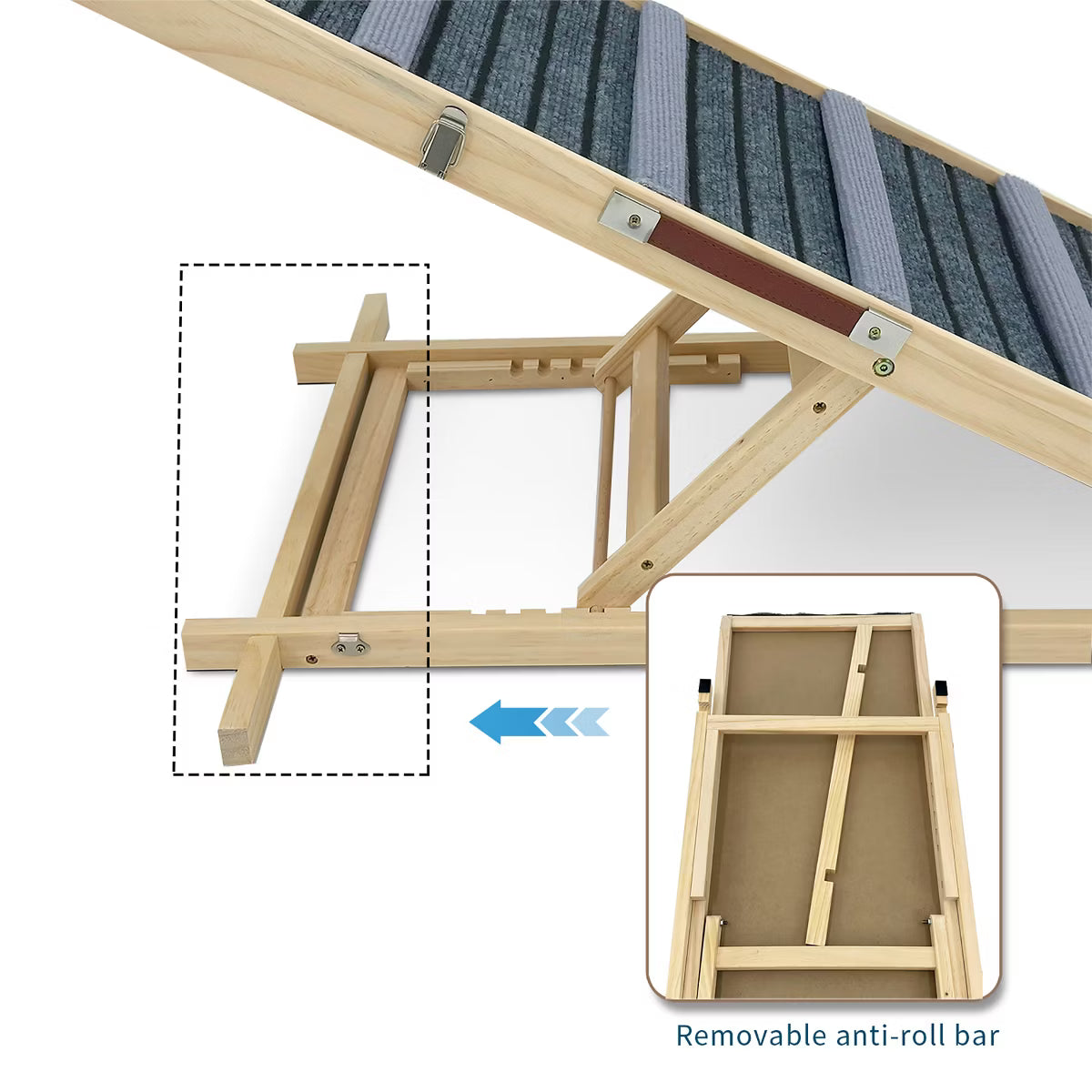 Arden 6 Adjustable Height Wood Dog Ramp with Non-Slip Pad,