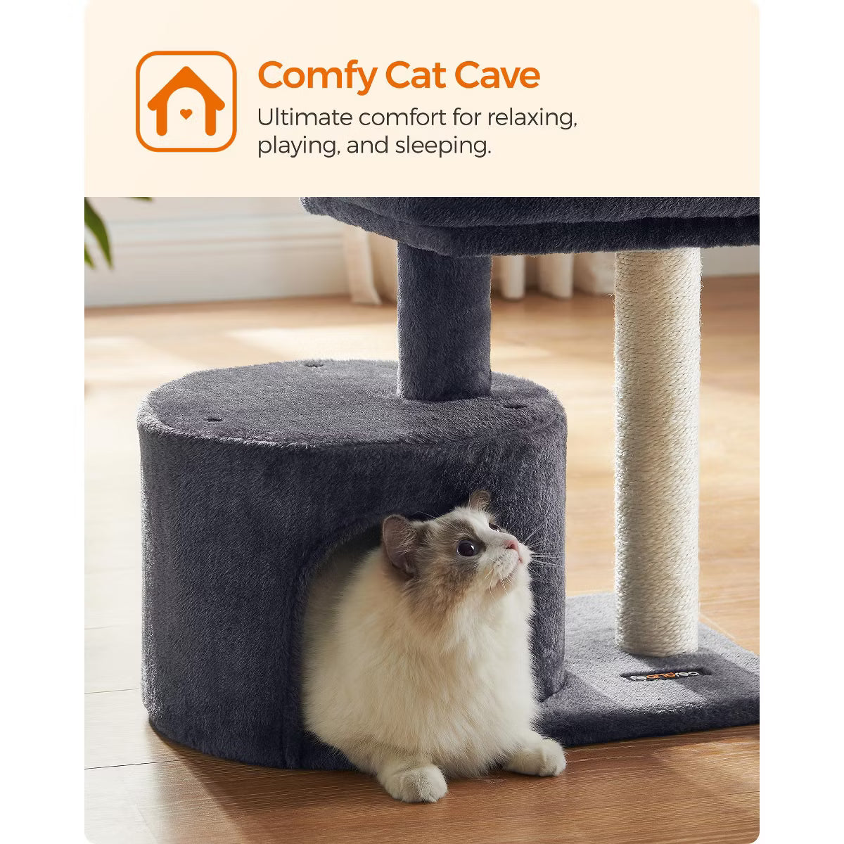 Cat Tree Tower with Sisal Scratching Post, Cat Condo with Padded Perch,