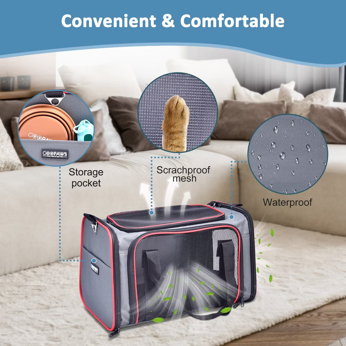 Soft-Sided Travel Small Dog & Cat Carrier Bag
