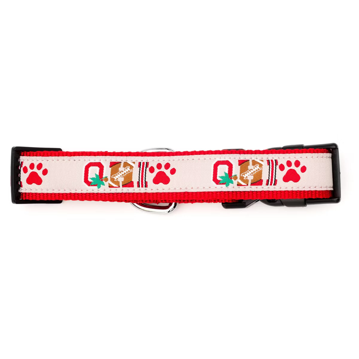 The License House Ohio State Buckeyes Paw Print OH-IO Dog Collar - Red - S