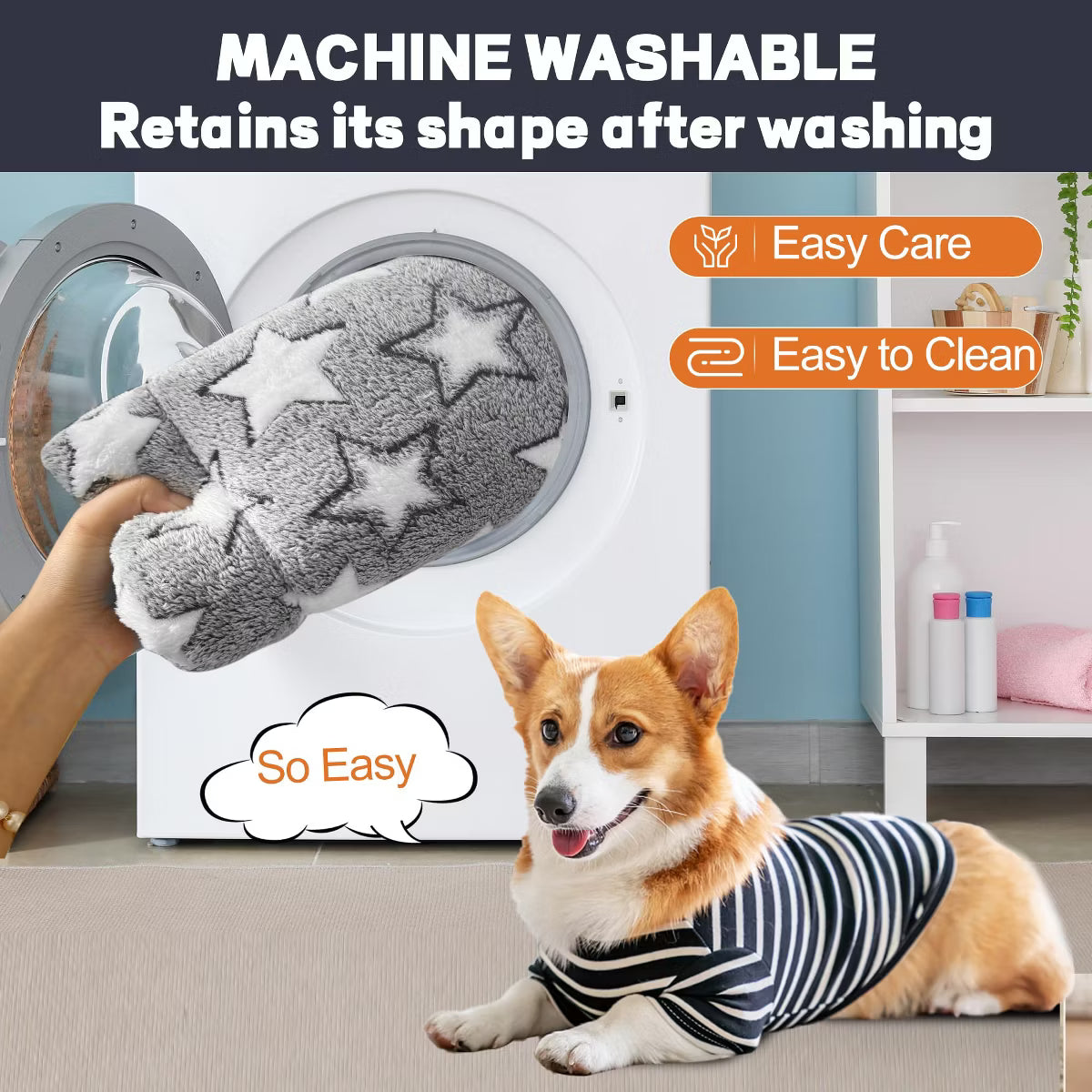 30x20 Inch Gray Washable Dog Bed - Plush Non-Slip
