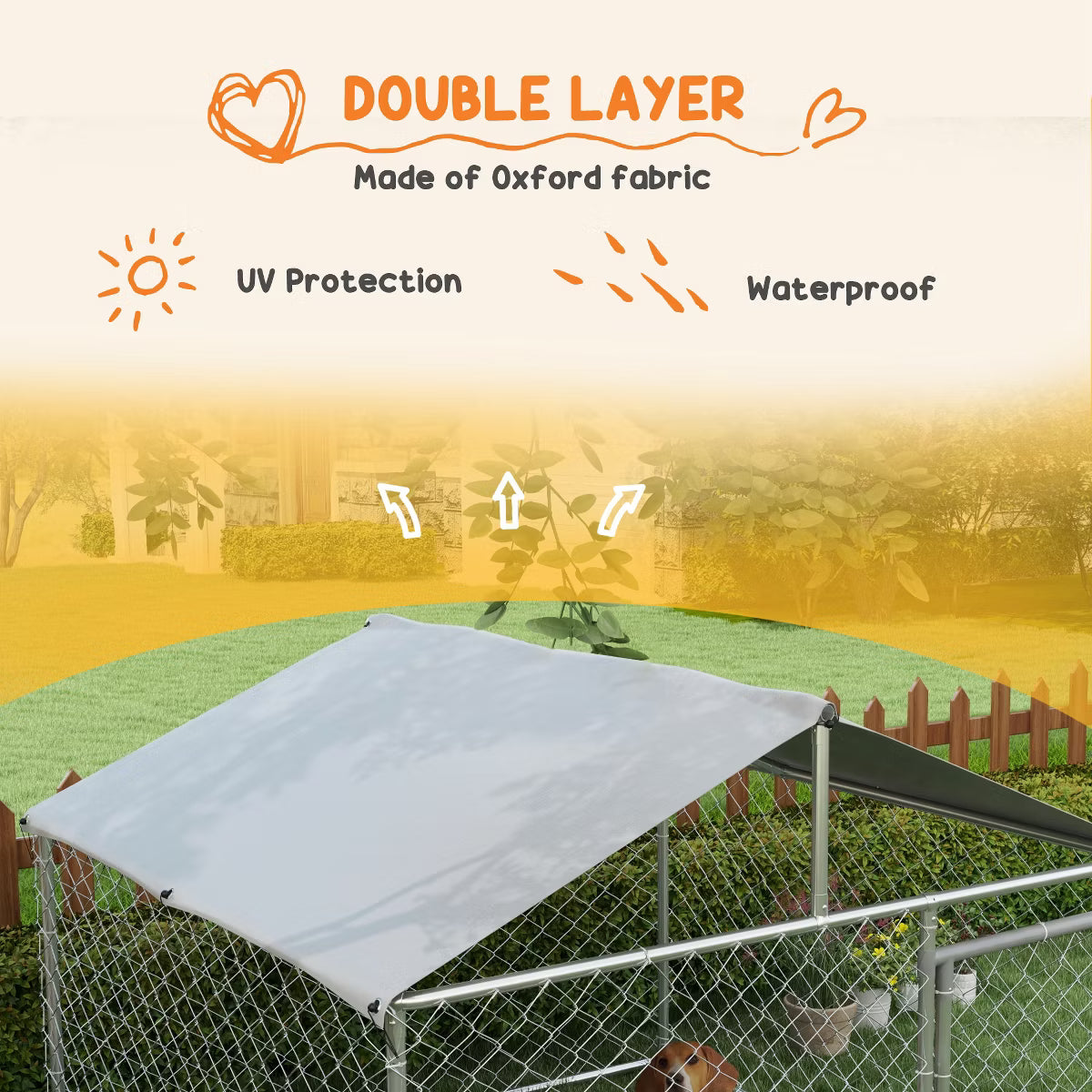 Outdoor Dog Kennel, Heavy Duty Dog Run with Waterproof Cover