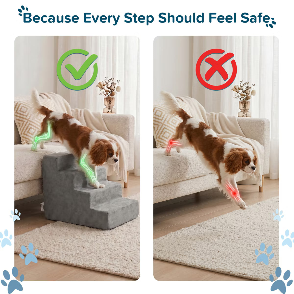 4-Step Stairs for Dogs and Cats - High-Density Foam
