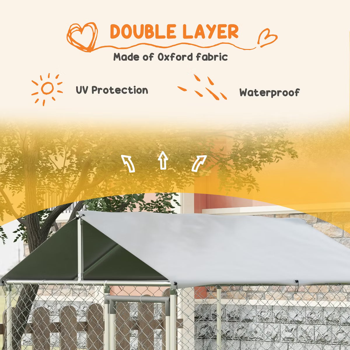 Outdoor Dog Kennel, Heavy Duty Dog Run with Waterproof Cover