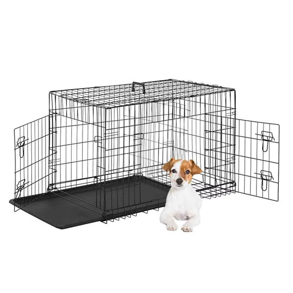 Dog Crate for Small Dogs 24 Inch Folding Metal WirePet Cage Double Door