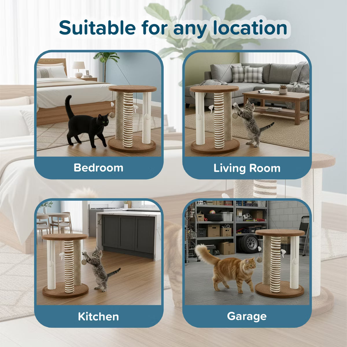 Cat Scratching Post with 3 Carpeted Scratcher Posts