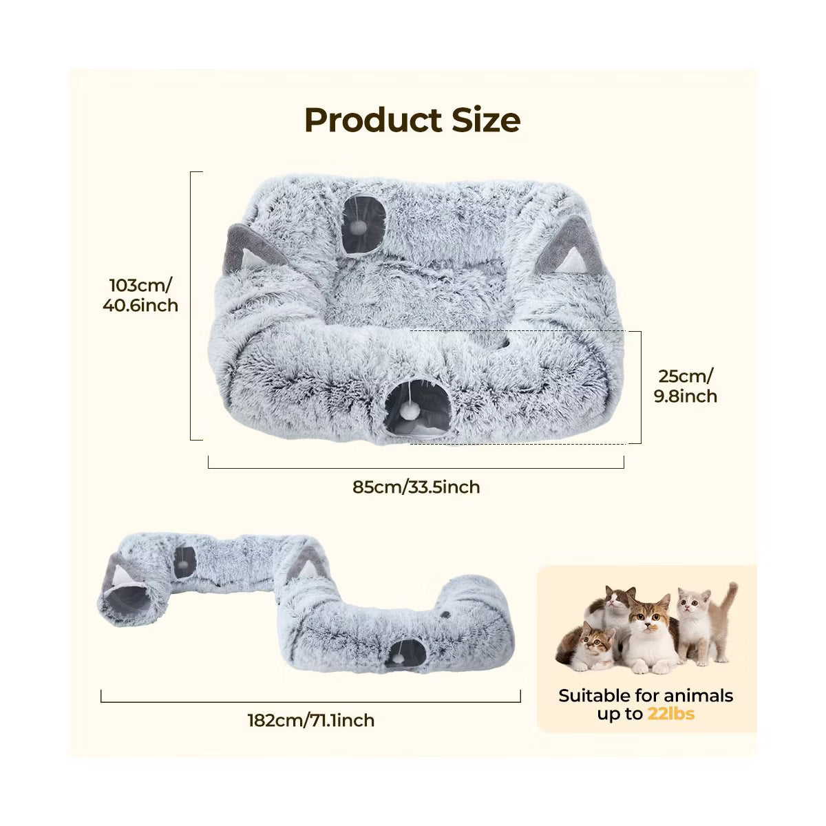 Cat Tunnel Bed Pet Toy for Indoor Cats