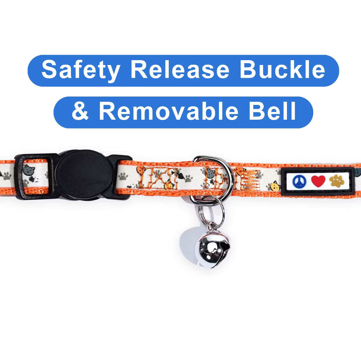 Glow In The Dark Cat Collar Orange Ribbon Hook