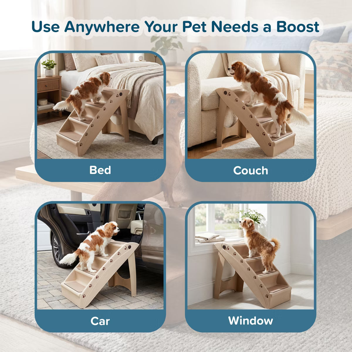 Pet Adobe 4-Step Folding Pet Stairs - 22.5" x 15" x 19.5"