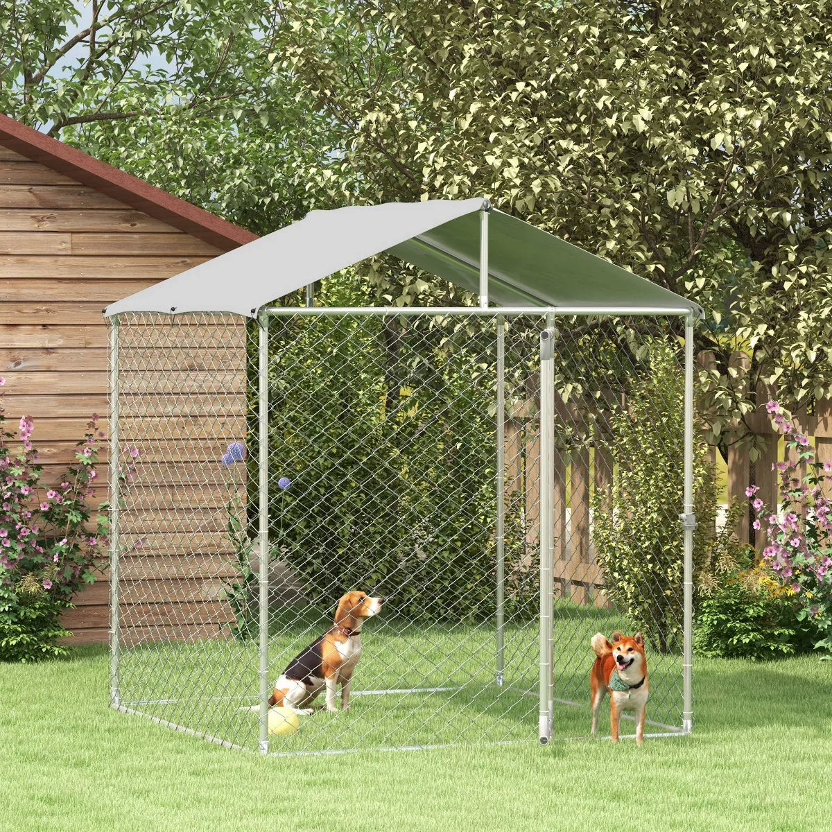 Outdoor Dog Kennel, Heavy Duty Dog Run with Waterproof Cover
