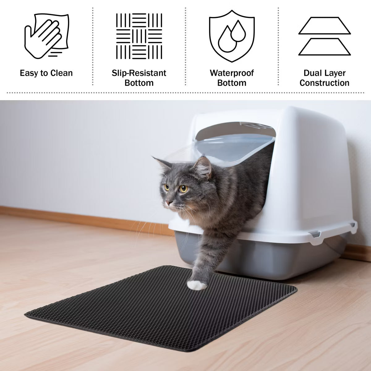 Waterproof Cat Litter Mat Black