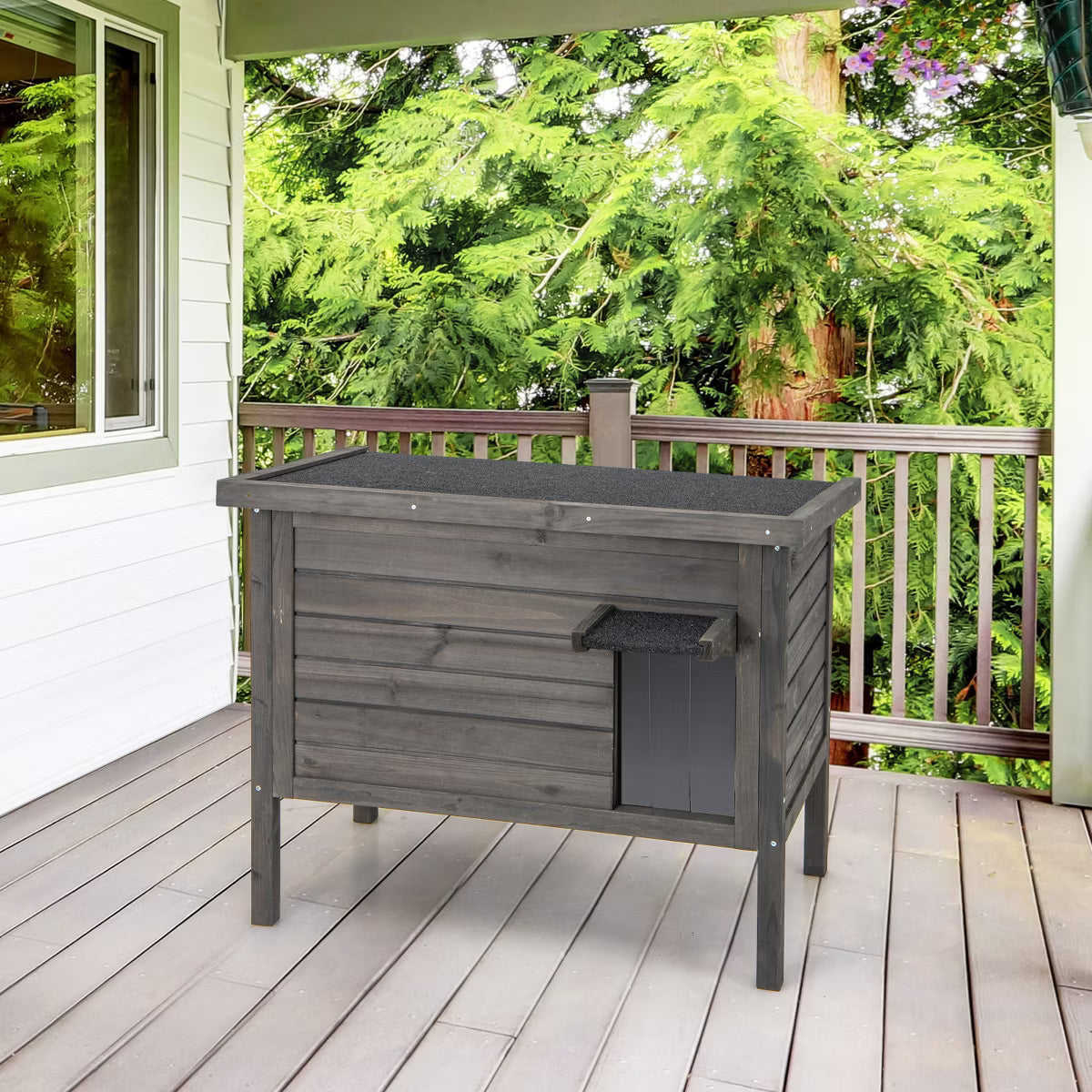 Outdoor Insulated Wooden Cat House
