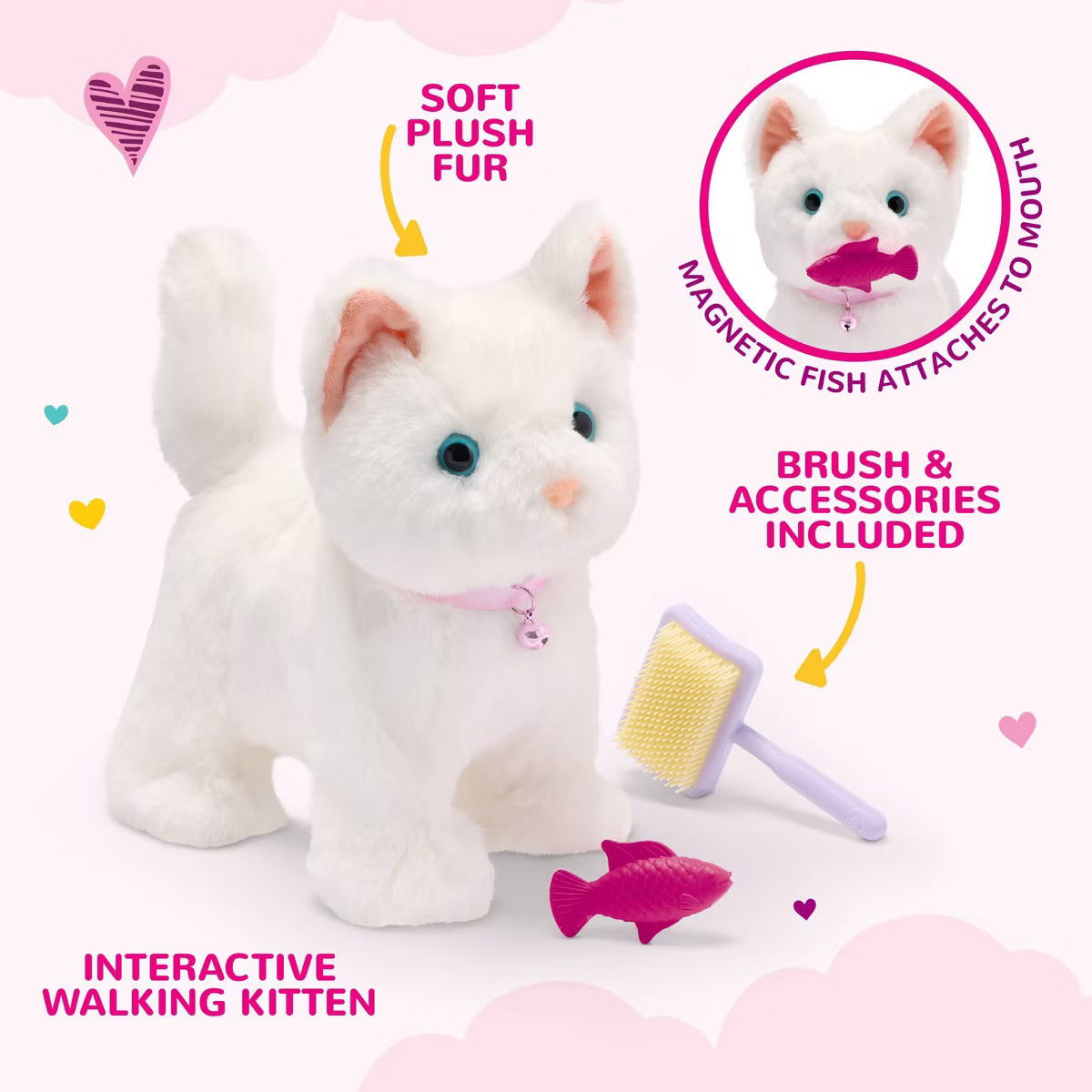 Playful Paws Purring Kitten Walking and Meowing Electronic Interactive Toy Pet Cat Plush with Realistic Sounds and Touch