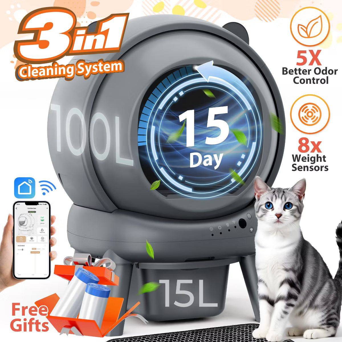 Self Cleaning Litter Box with App Control