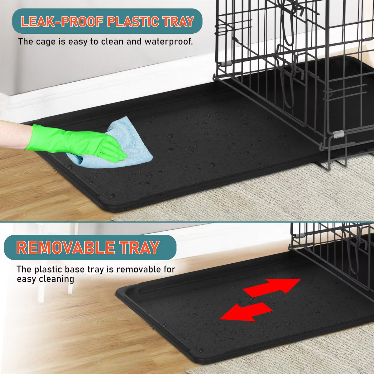 36in Dog Crates for Dogs Folding Mental Wire Crates Dog Kennels Pet Crate with Removable Tray and Handle,