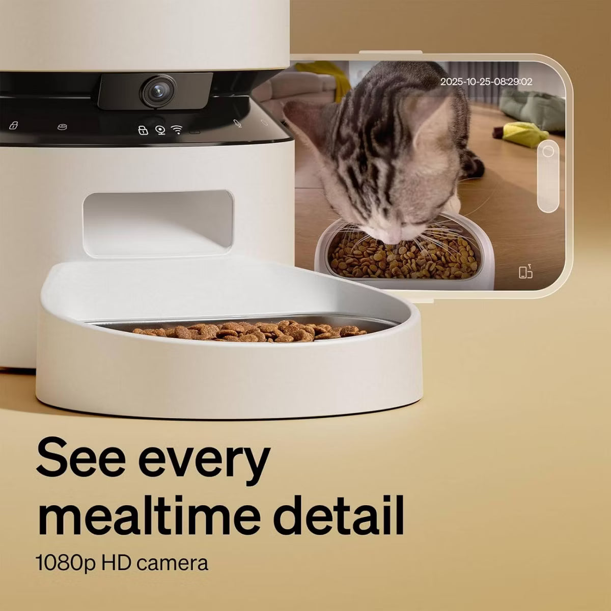 5L Dog and Cat Feeder with Granary Camera - White