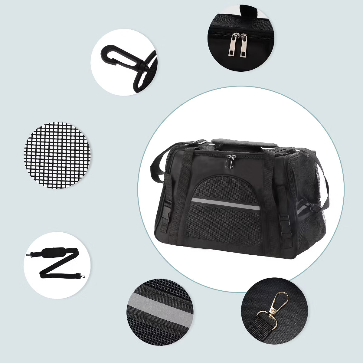 Dog Carrier Cat Carrier Black 1 Pc