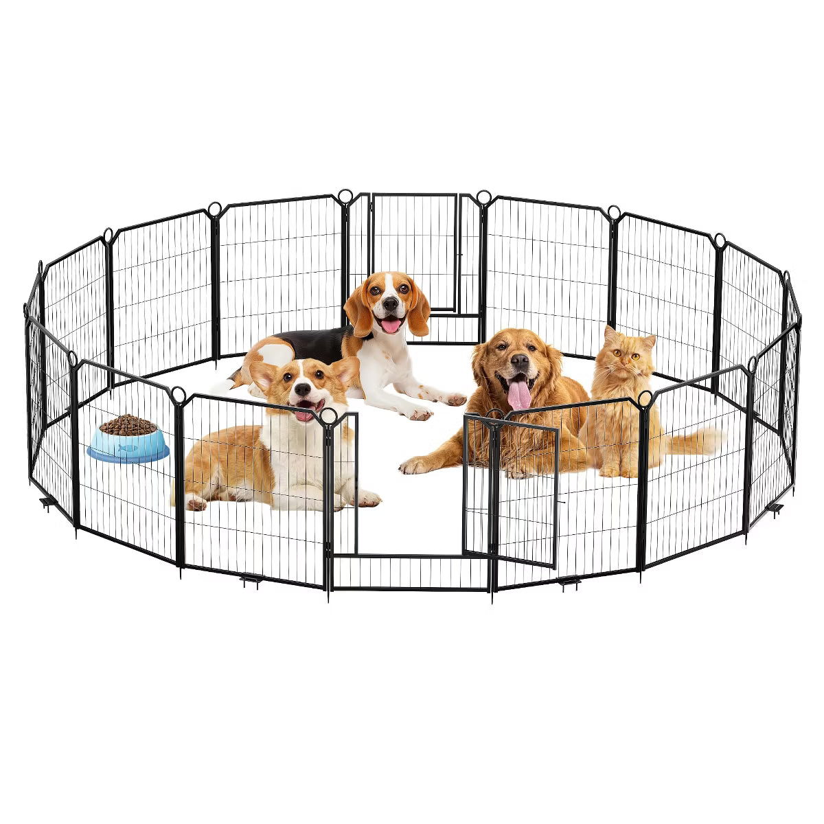 16 Panel Metal Dog Playpen – Portable Exercise Pen with Gate