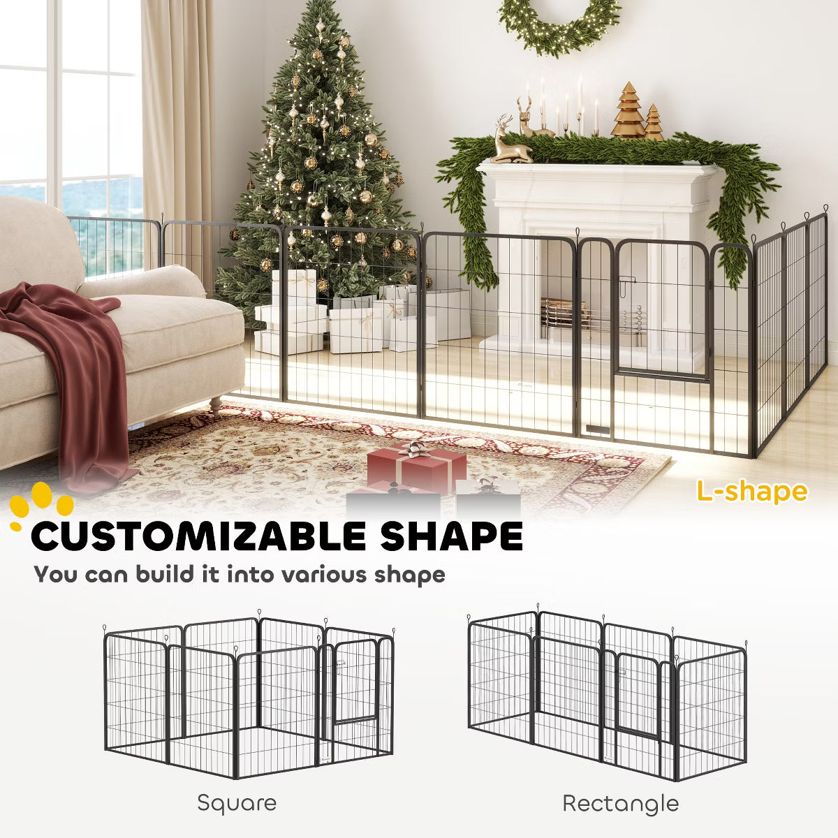 39-Inch Exercise Pen Heavy Duty Dog Playpen Eight Panel