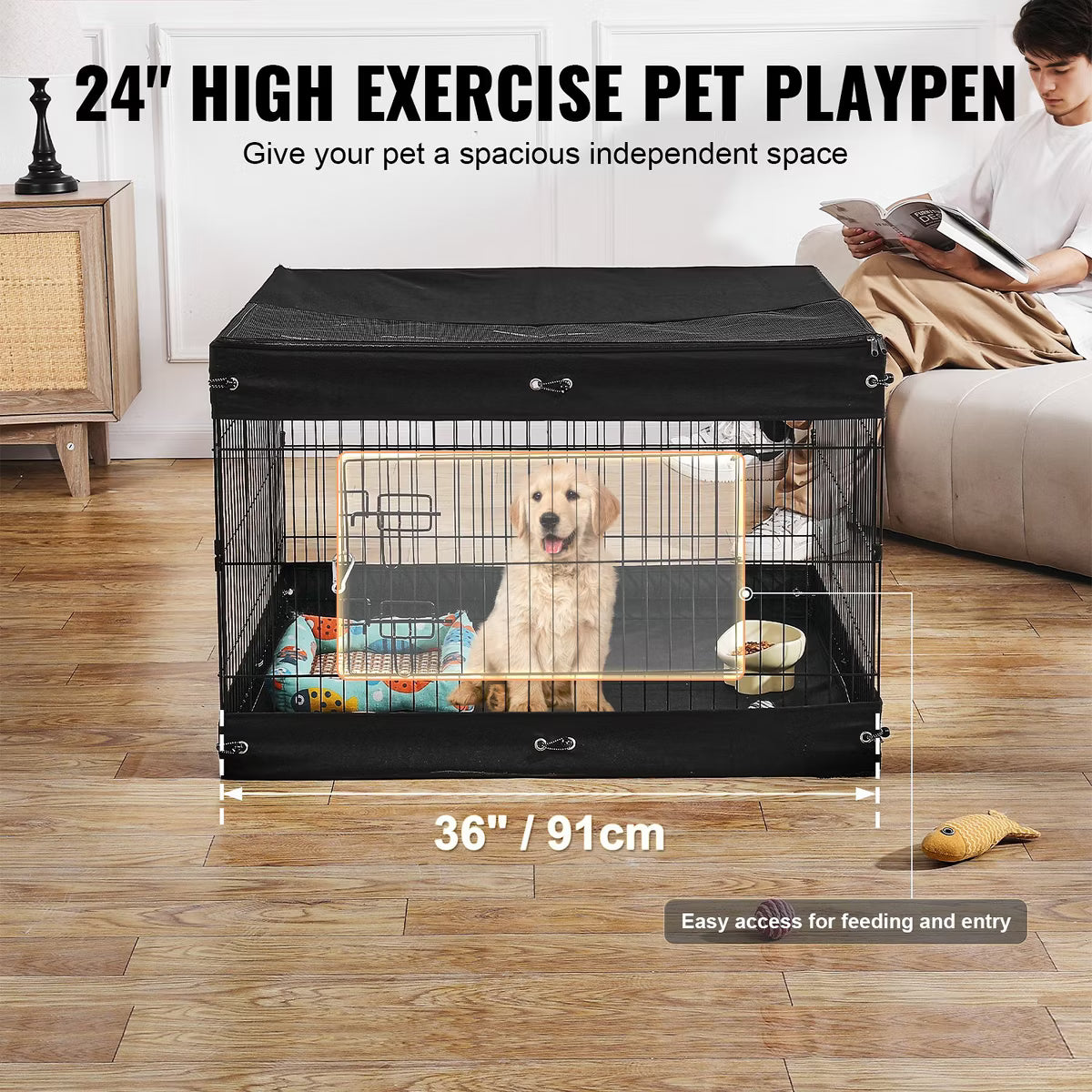 Foldable Metal Pet Cage with Door