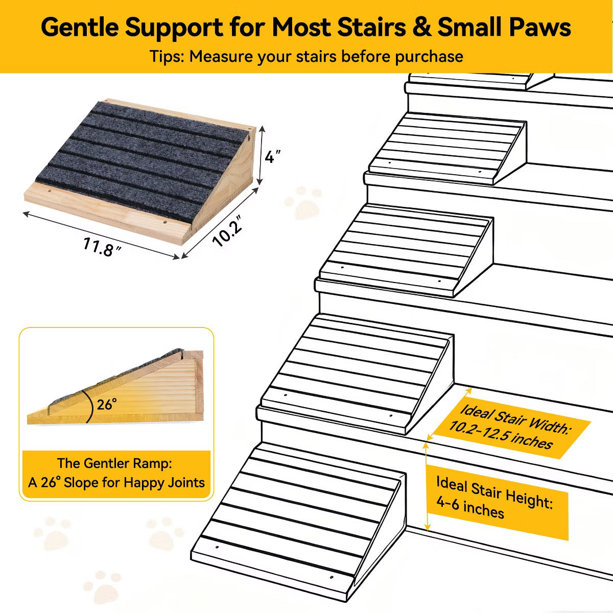 Wooden Dog Stairs with Nonslip Surface