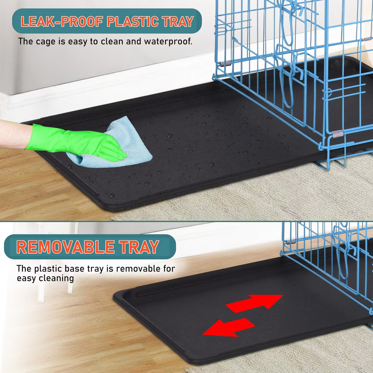 36in Dog Crates for Dogs Folding Mental Wire Crates Dog Kennels Pet Crate with Removable Tray and Handle,