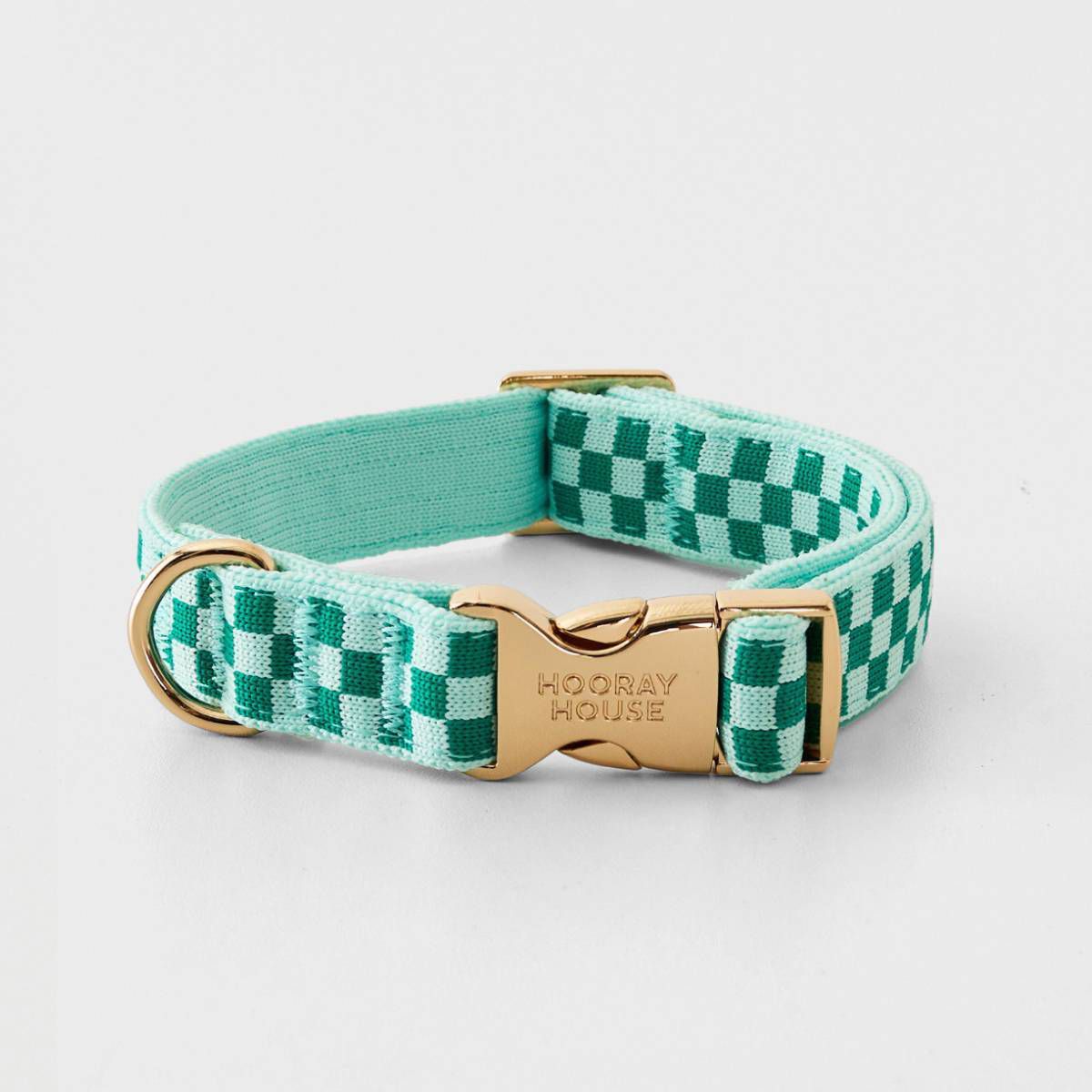Knit Checker Dog Collar - Green