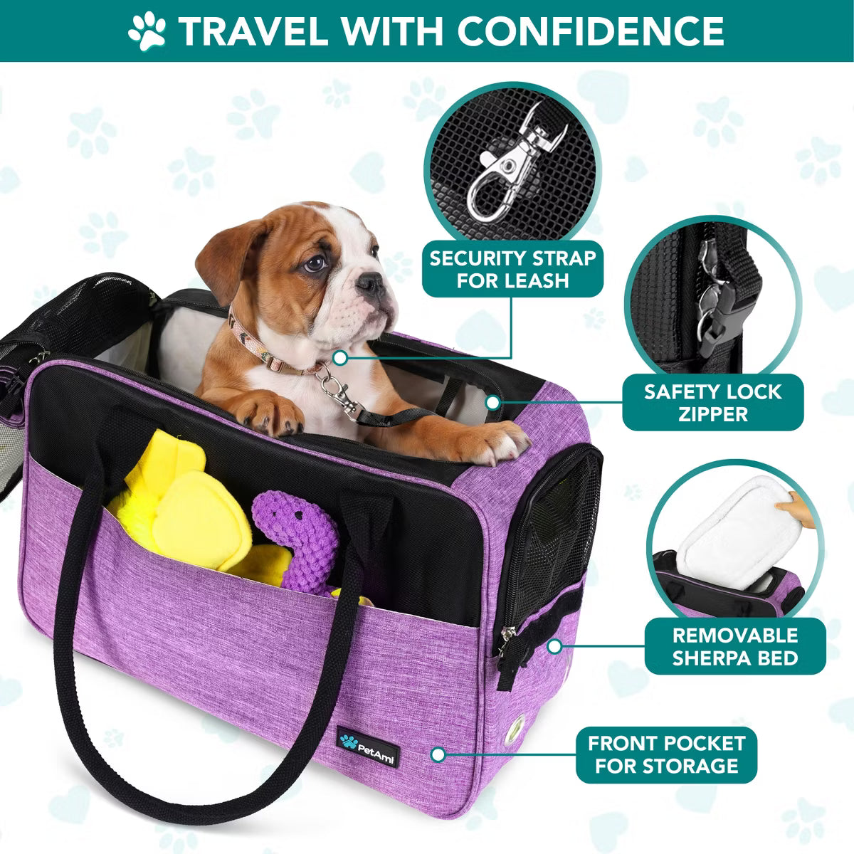 Airline Approved Soft Sided Pet Carrying Bag Pockets