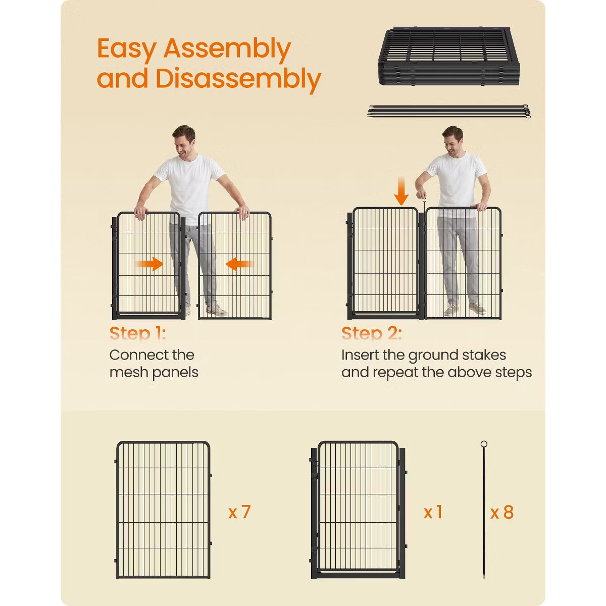 8 Panels, 54.3 x 54.3 x 39.4 inch Rust-Resistant with Door,
