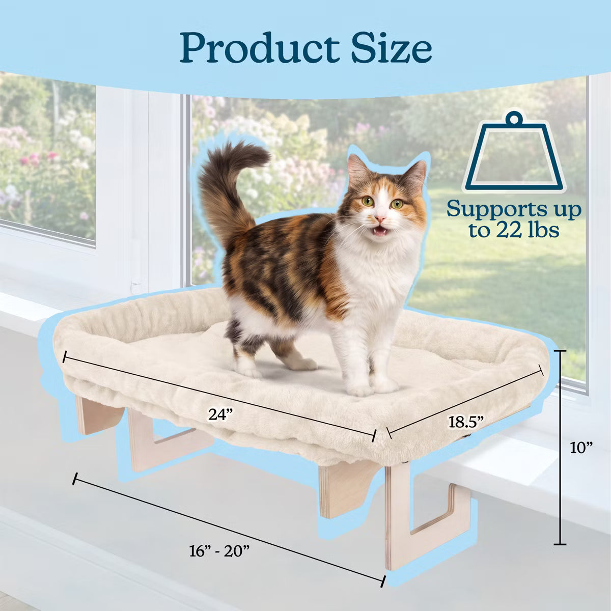 Cat Window Perch with Bolster  Cream