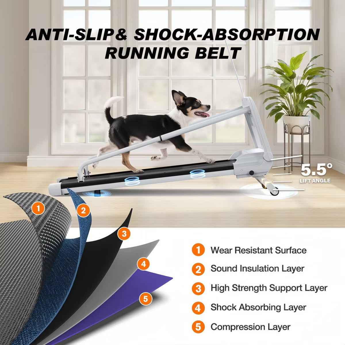 51.18" x 22.05" x 37.08" 2026 New Portable Design Pet Treadmill with Incline
