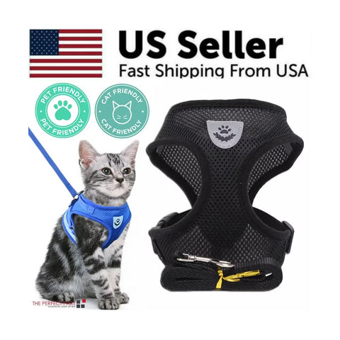Reflective Adjustable Pet Vest Harness with Leash  for Cats & Dogs S M L XL
