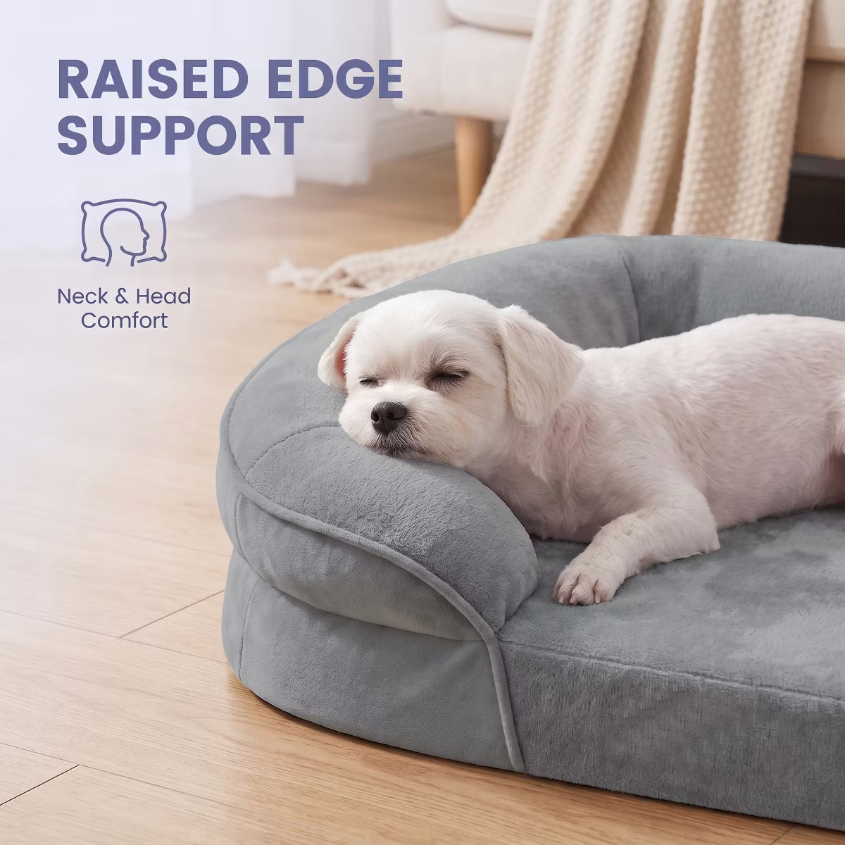 Orthopedic Dog Sofa Bed with Egg Crate Foam and Washable Flannelette Fabric Cover, 29.9 x 20.1 x 7.1 inches,