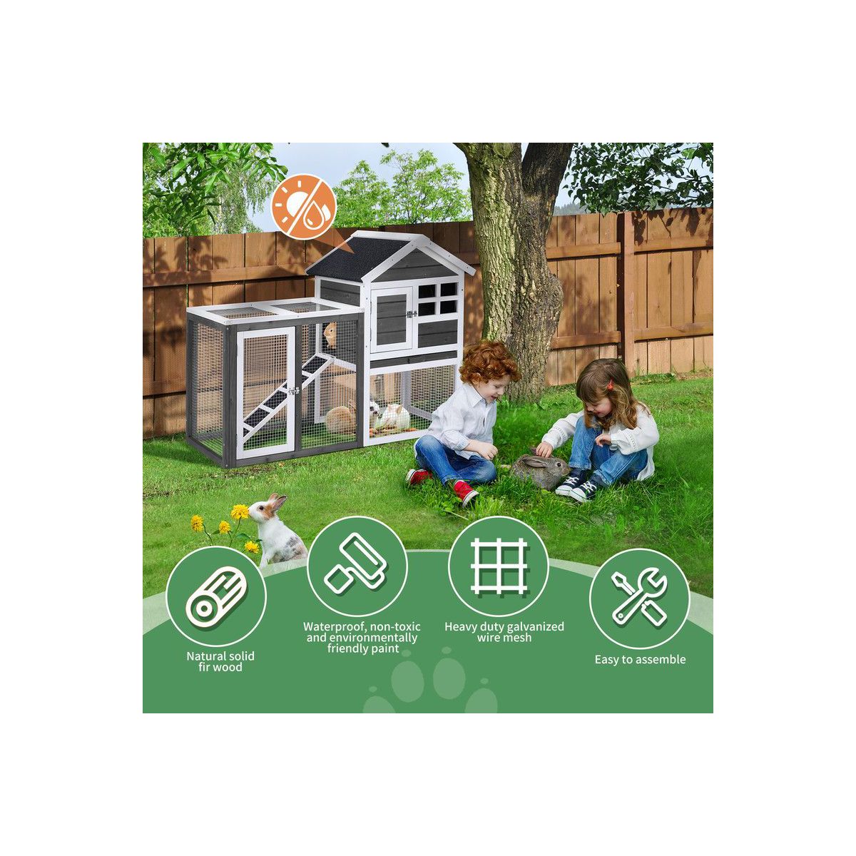 Chicken House with Leakproof Pull-Out Tray and UV-Resistant Roof Panel