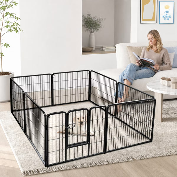 8 Panel Heavy Duty Dog Playpen with Door for Indoor Outdoor