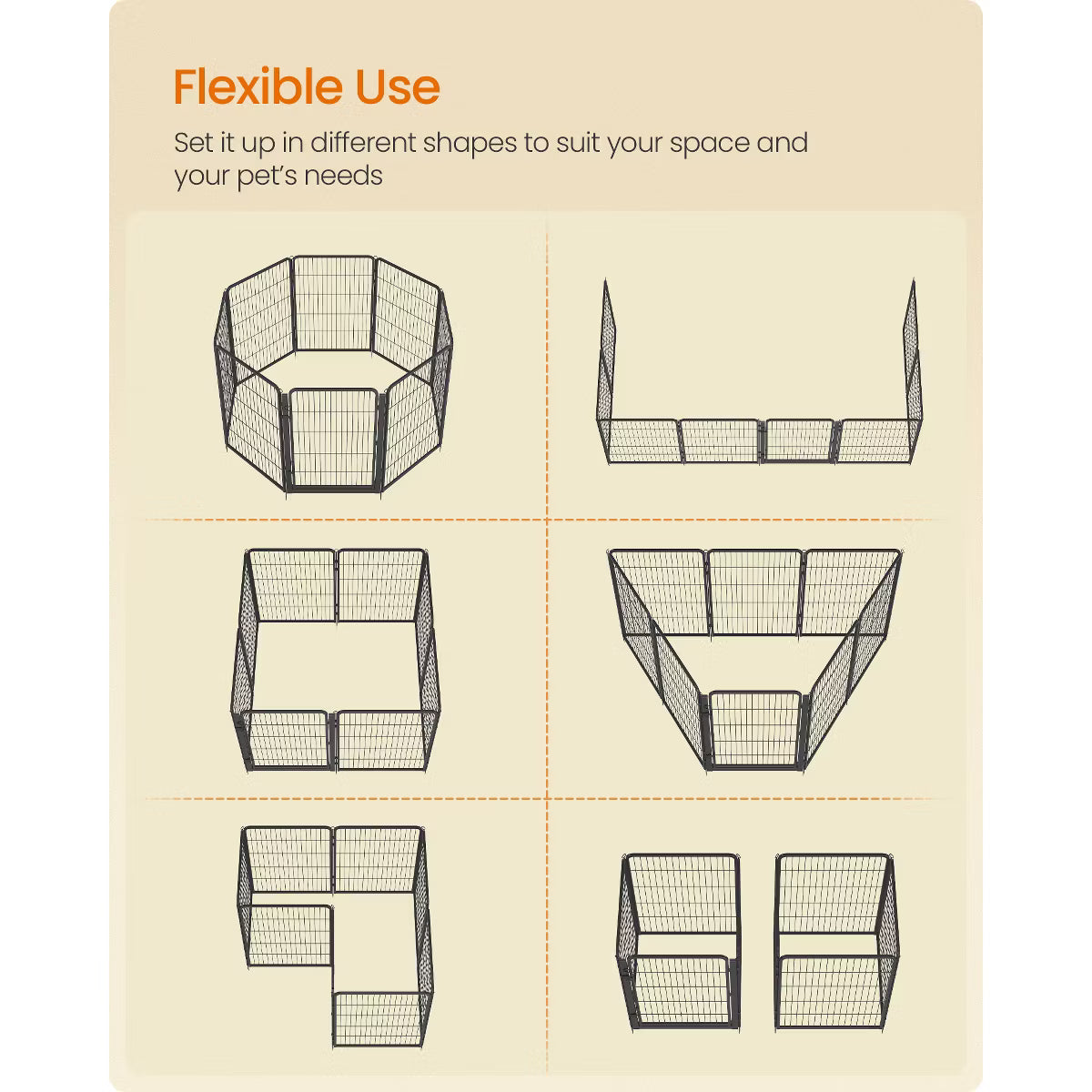 8 Panels, 54.3 x 54.3 x 39.4 inch Rust-Resistant with Door,