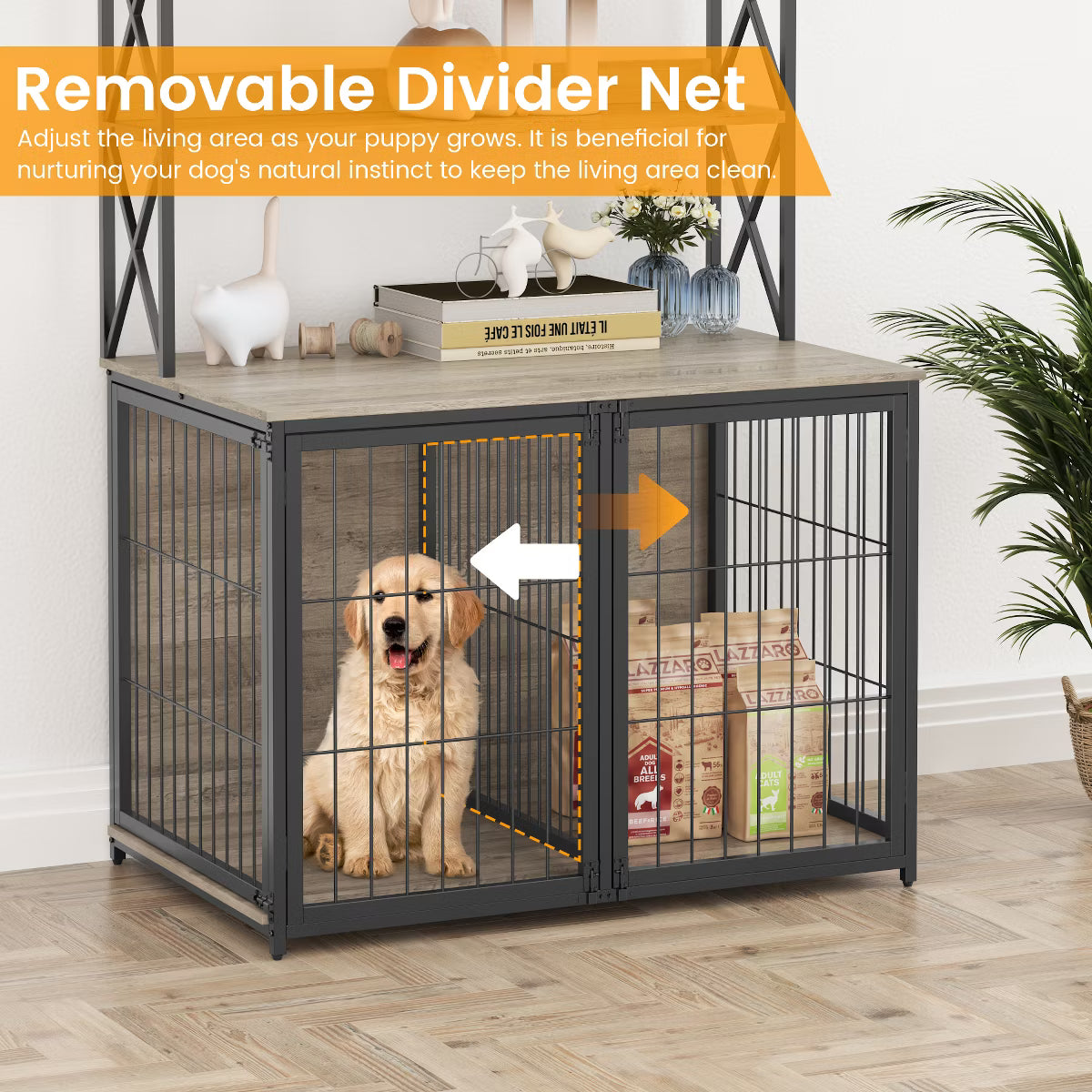42.5 Inch Dog Crate with Storage Shelves