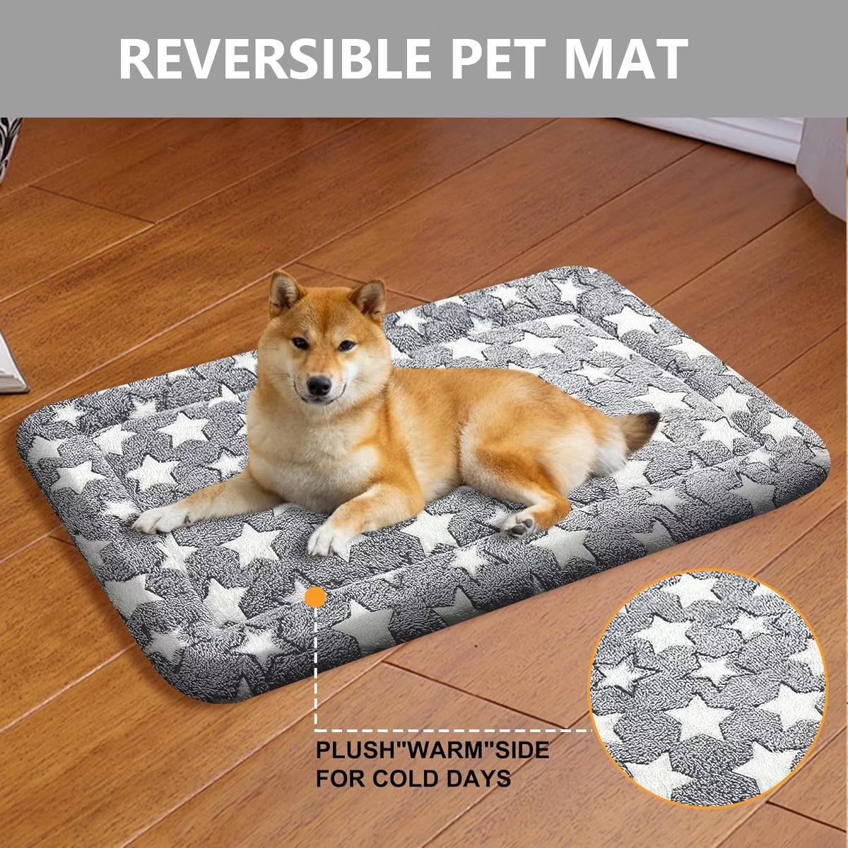 30x20 Inch Gray Washable Dog Bed - Plush Non-Slip